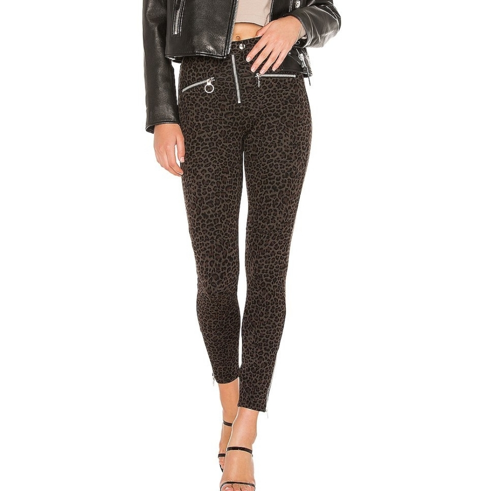 NWT Blank NYC Leopard Moto Skinny Jean